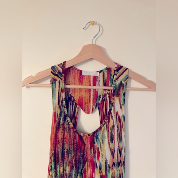Julia Red Green and Yellow Bohemian Maxi Dress Silk Blend Long Dress Size Small - Picture 4 of 8